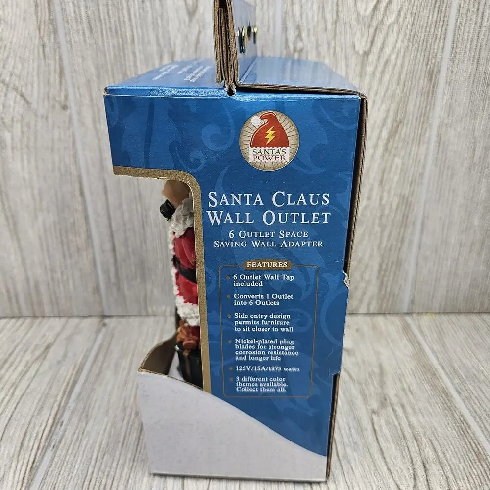 Santa Claus Wall Outlet 6 Outlet Space Saving Wall‎ Adapter Christmas Decor Gift